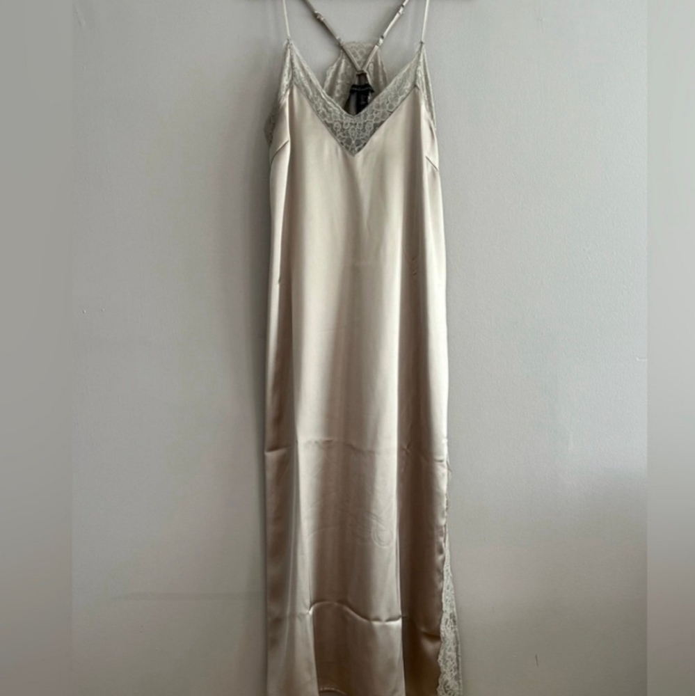 House of Harlow 1960 Cream Lace-Trim Slip Maxi Dress